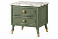 Comodino 55x45x60 cm in legno verde con piano effetto marmo - stile classico contemporaneo