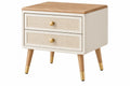 Comodino 50 x 40 x 55 cm in legno beige e naturale con 2 cassetti stile moderno