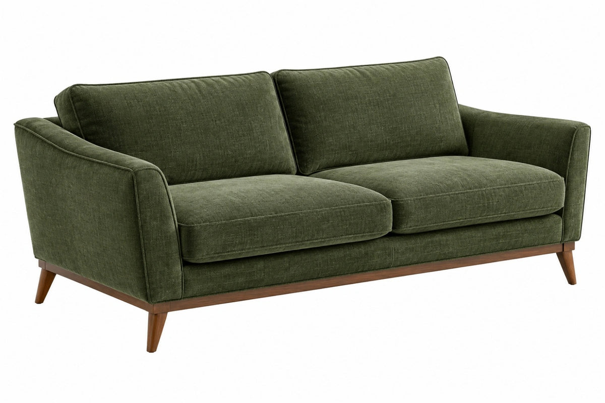 Divano 2 posti 180 x 85 x 85 cm in tessuto verde con base in legno stile moderno