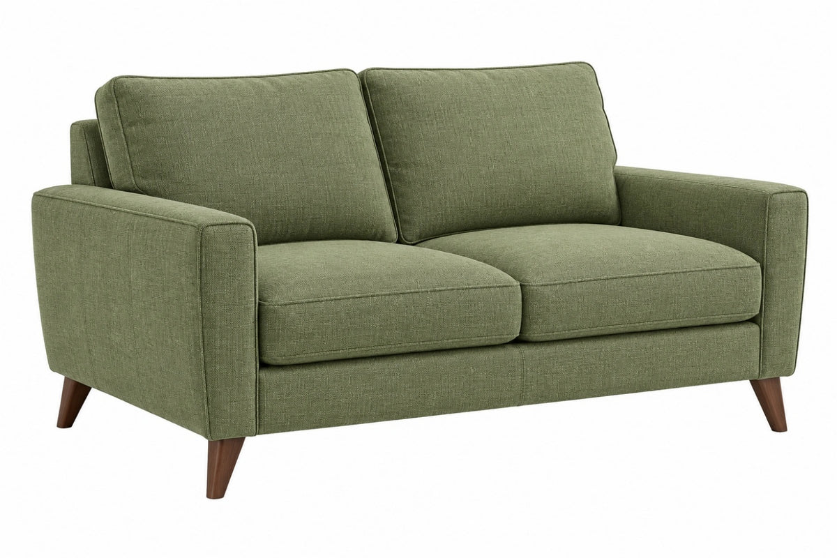 Divano 2 posti 160 x 85 x 85 cm in tessuto verde oliva stile moderno con gambe in legno