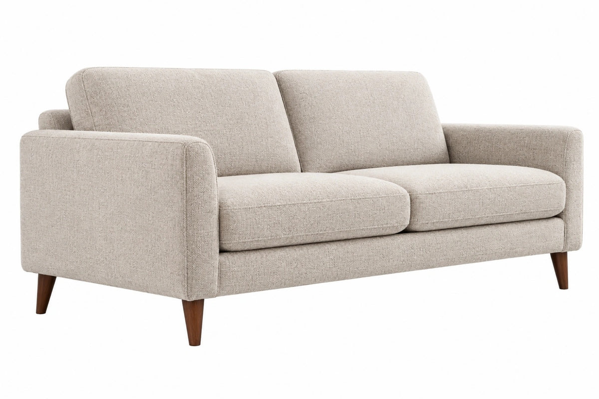 Divano 2 posti 160 x 85 x 85 cm in tessuto beige con gambe in legno stile moderno