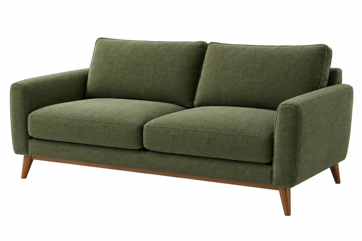 Divano 2 posti 160 x 85 x 85 cm in tessuto verde con gambe in legno - stile moderno