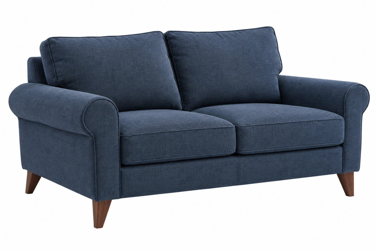 Divano 2 posti 170 x 90 x 85 cm in tessuto blu con piedi in legno stile moderno