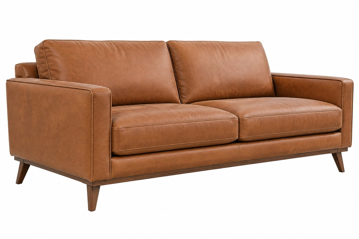 Divano 2 posti 180 x 90 x 85 cm marrone rivestimento effetto pelle stile moderno
