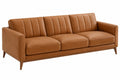Divano tre posti 220 x 90 x 85 cm effetto pelle cognac stile moderno