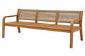 Panca da giardino 180 x 65 x 85 cm in legno naturale e corda beige - tre posti stile contemporaneo
