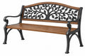 Panca da giardino 122 x 62 x 91 cm in legno e metallo marrone nero con schienale decorativo