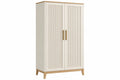 Armadio guardaroba 100 x 55 x 190 cm in legno ingegnerizzato avorio e naturale a 2 ante stile moderno