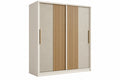 Armadio guardaroba 160 x 60 x 200 cm in legno beige e naturale con ante scorrevoli moderno