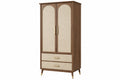 Armadio guardaroba 90 x 50 x 180 cm in legno marrone e beige con 2 ante 2 cassetti stile moderno