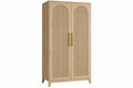 Armadio 90 x 50 x 180 cm in legno naturale con 2 ante scanalate stile moderno