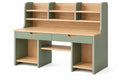 Scrivania con libreria 120 x 60 x 150 cm in legno verde e rovere con cassetti stile moderno