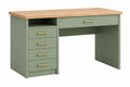 Scrivania 140 x 60 x 75 cm in legno verde salvia con 5 cassetti stile moderno