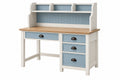 Scrivania 120 x 60 x 180 cm in legno bianco e azzurro con cassetti e mensole stile country