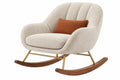 Sedia a dondolo 100 x 90 x 100 cm in tessuto bouclé crema con base in legno