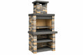 Barbecue da giardino 100 x 70 x 220 cm in pietra multicolore con griglia in acciaio