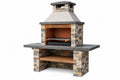 Barbecue da giardino 180 x 70 x 230 cm in pietra e mattone grigio/beige con griglia regolabile stile rustico