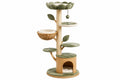 Albero tiragraffi per gatti Ø60 x 160 cm in legno sisal e tessuto verde beige con cuccia e piattaforme