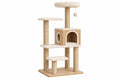 Tiragraffi per gatti 60 x 50 x 150 cm in legno e sisal beige con cuccia e piattaforme