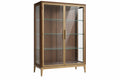 Vetrina 100 x 40 x 180 cm in legno marrone e vetro con ante e ripiani stile moderno