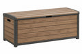 Cassapanca da esterno 120 x 60 x 65 cm in metallo e pannelli effetto legno marrone - contenitore con coperchio