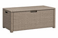 Cassapanca da esterno 120x60x60 cm in rattan sintetico tortora con coperchio contenitore