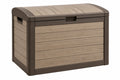 Baule contenitore da esterno 128 x 65 x 61 cm in resina marrone tortora con coperchio curvo effetto legno
