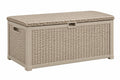 Cassapanca contenitore 120 x 60 x 60 cm in resina intrecciata beige con coperchio
