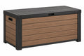 Cassapanca da giardino 120 x 60 x 65 cm in resina marrone/nero effetto legno con coperchio