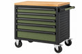 Carrello portautensili 77 x 46 x 92 cm in acciaio nero e verde con piano in legno e 6 cassetti
