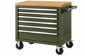 Carrello portautensili 86 x 46 x 98 cm in acciaio verde con piano in legno e ruote