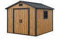 Casetta da giardino 240 x 180 x 210 cm in legno marrone con struttura nera - deposito da esterno moderno