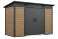 Casetta da giardino 300 x 240 x 210 cm in acciaio grigio antracite effetto legno - ripostiglio da esterno ventilato
