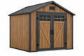 Casetta da giardino 240 x 180 x 210 cm in legno marrone e metallo nero con doppia porta stile rustico