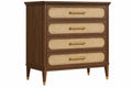 Cassettiera 90 x 45 x 105 cm in legno marrone con rattan a 4 cassetti - stile retrò