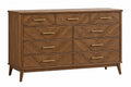 Cassettiera 160 x 45 x 90 cm in legno marrone - 9 cassetti stile moderno